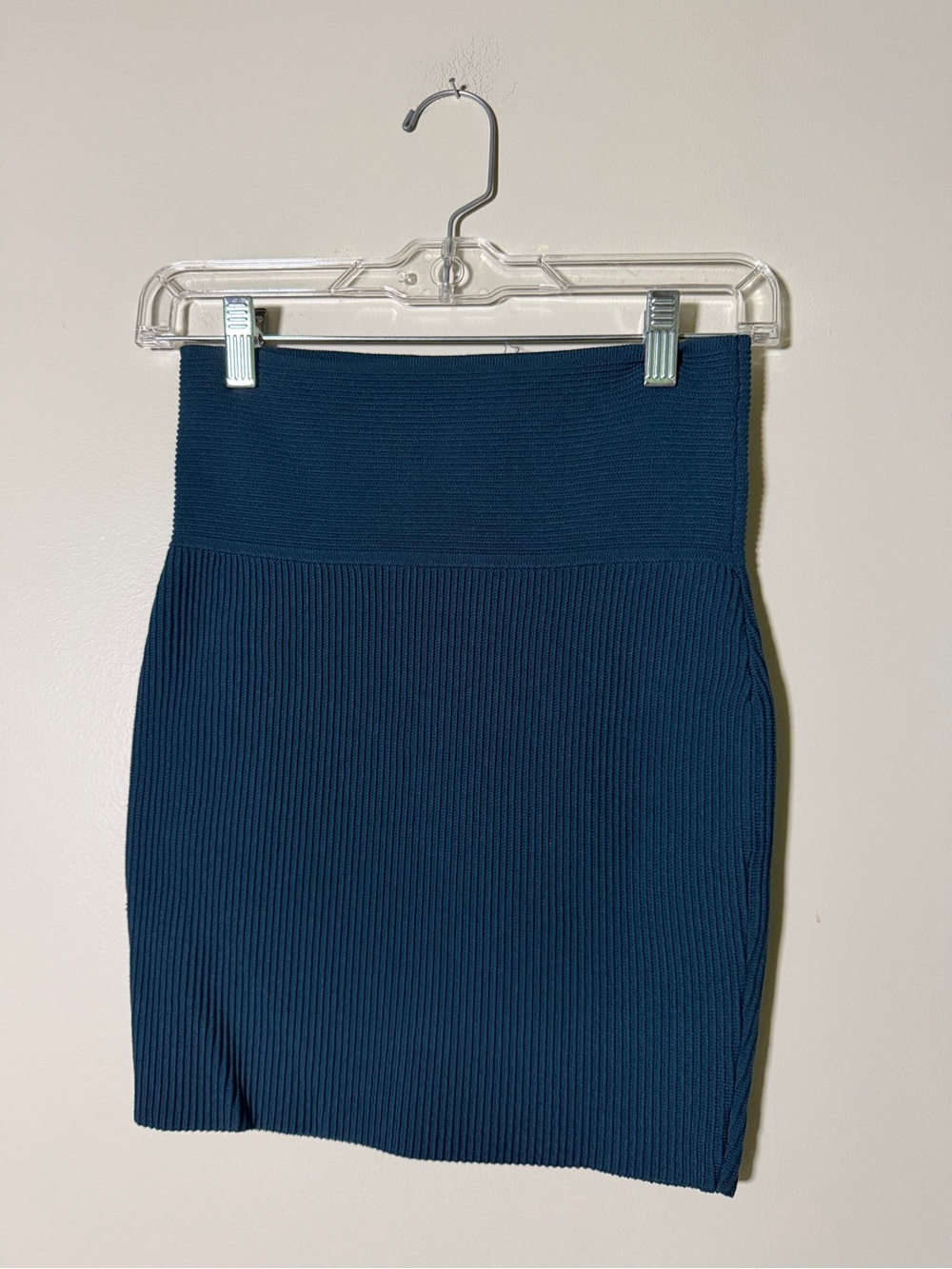 Aritzia Babaton Teal Ribbed High-Waist Pencil Skirt Sculpt Knit